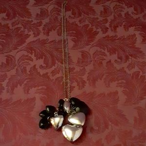 Silver & Black Heart Shaped Pendants Necklace